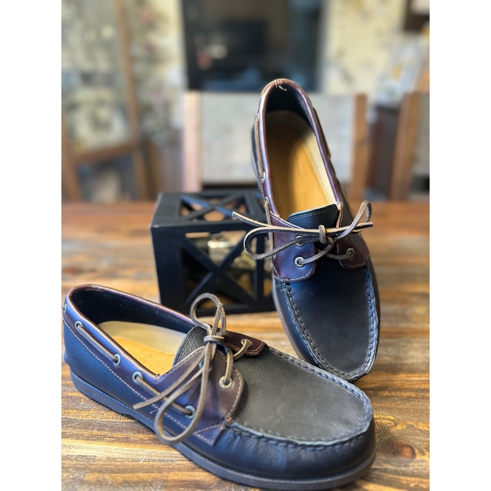 G.H. Bass & Co. Men's Hampton Core 2 WW Boat Shoes Black Leather Size 10 Wide